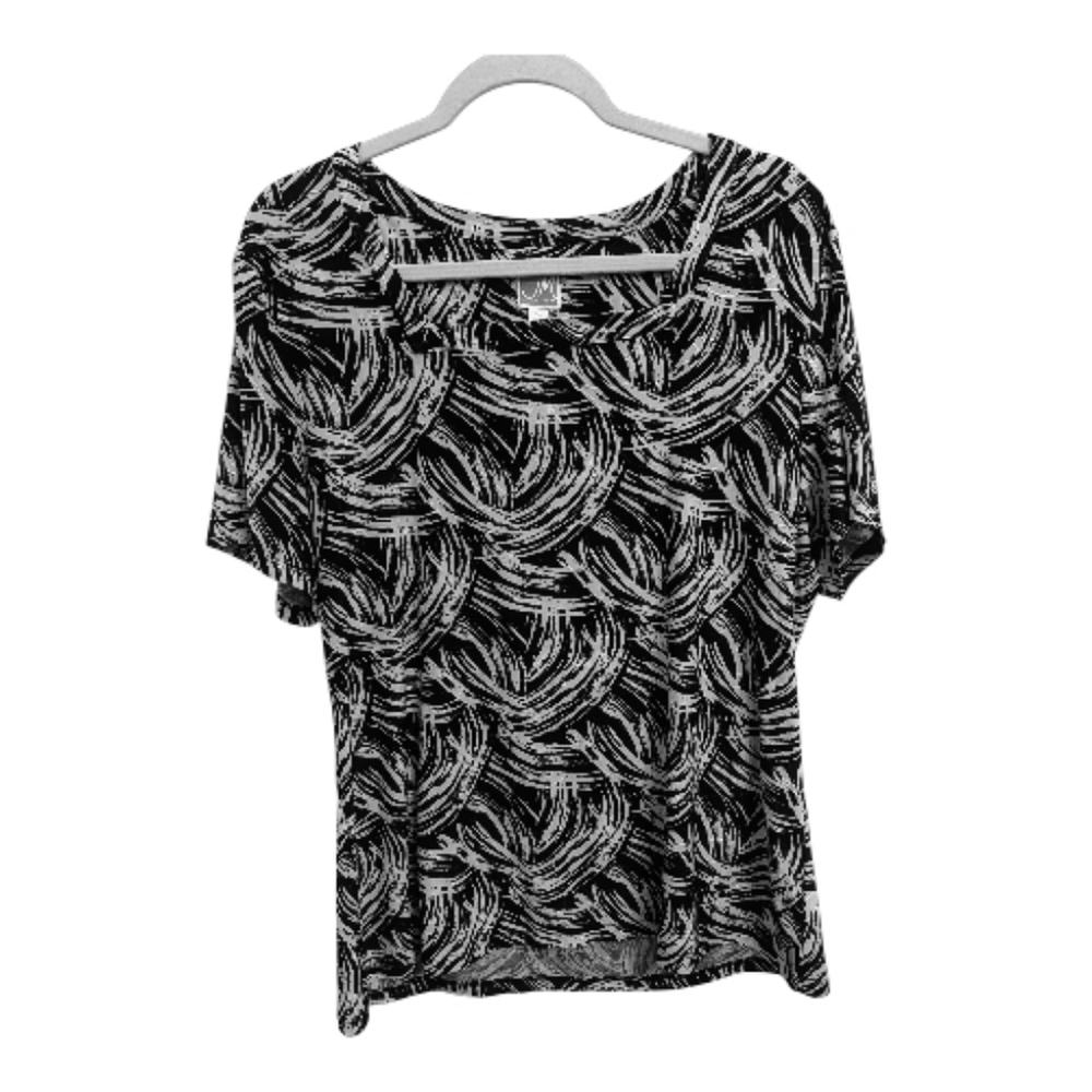 JM Collection Black And White Square Neck Blouse Size XL
